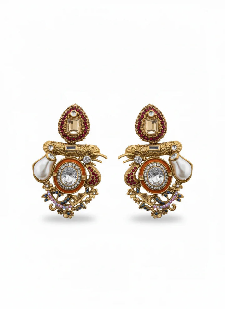 Regal Multi Baroque Drop Earrings Earrings - Zeesy Jewellery Pakistan | Premium Artificial & Imitation Jewellery