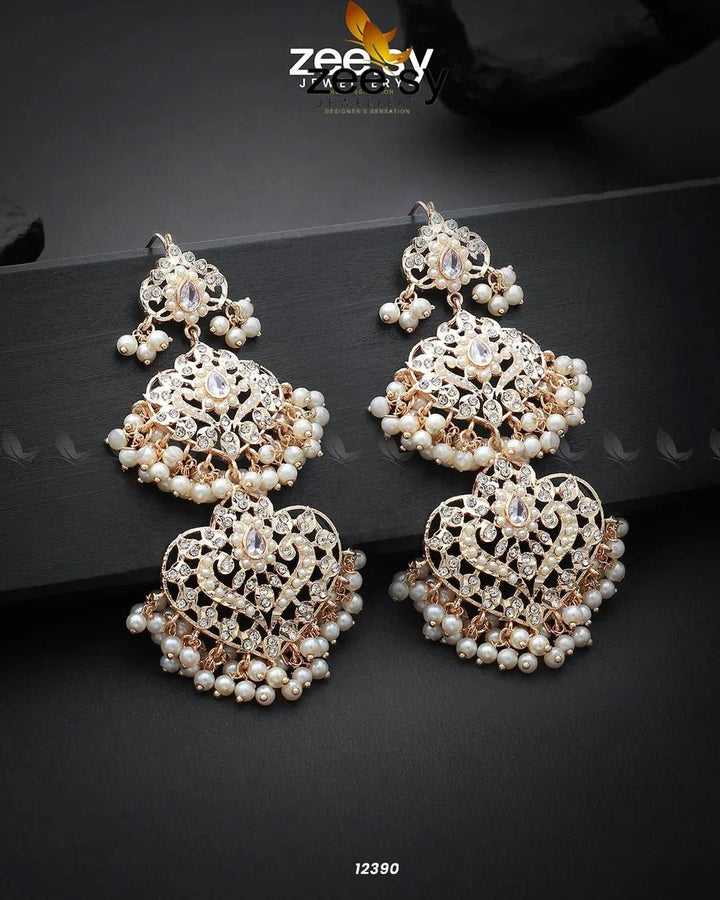 Keerthi's Earrings Golden Pearl Earrings - Zeesy Jewellery Pakistan | Premium Artificial & Imitation Jewellery