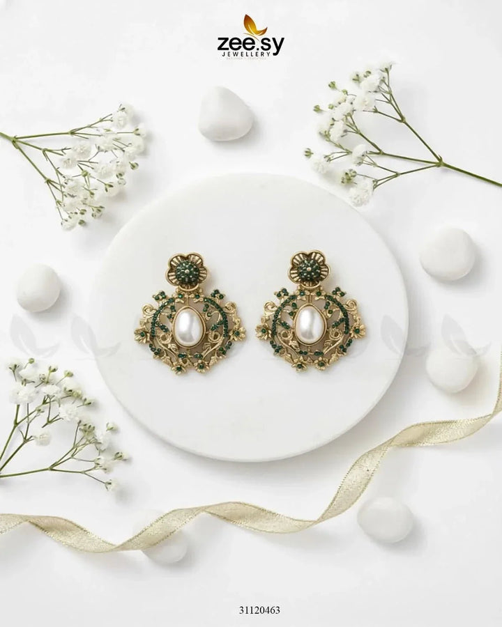 Opulent Baroque Floral Earrings Earrings - Zeesy Jewellery Pakistan | Premium Artificial & Imitation Jewellery