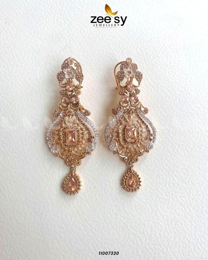 EARRINGS-0745 Golden Champagne Earrings - Zeesy Jewellery Pakistan | Premium Artificial & Imitation Jewellery