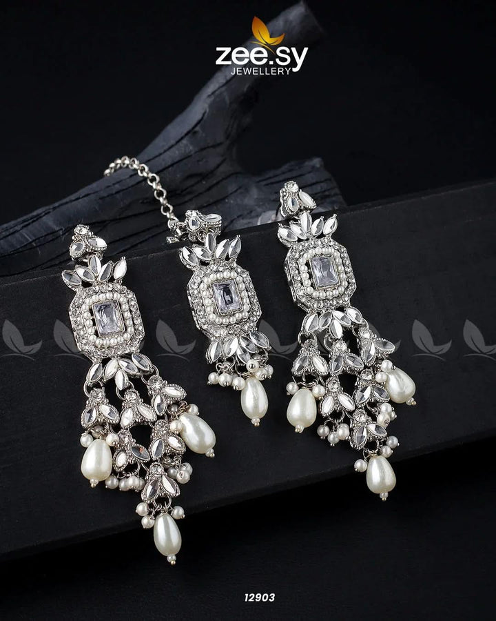 Dictamnus Earrings Silver Pearl Earrings - Zeesy Jewellery Pakistan | Premium Artificial & Imitation Jewellery