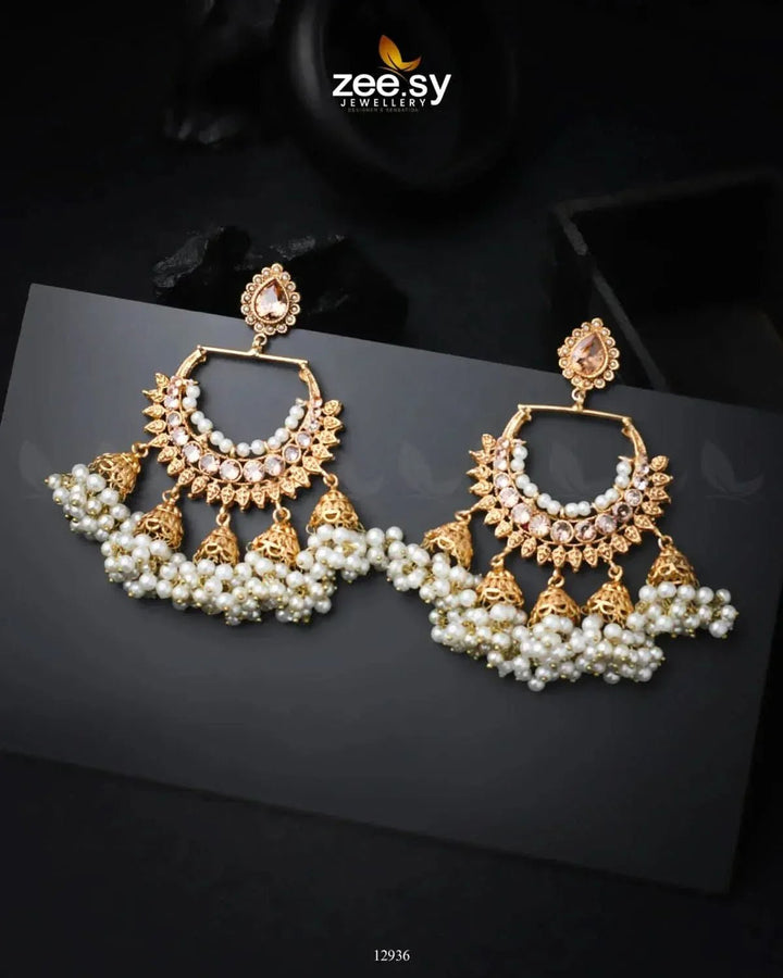 Shumaila's Earrings Golden Champagne Earrings - Zeesy Jewellery Pakistan | Premium Artificial & Imitation Jewellery