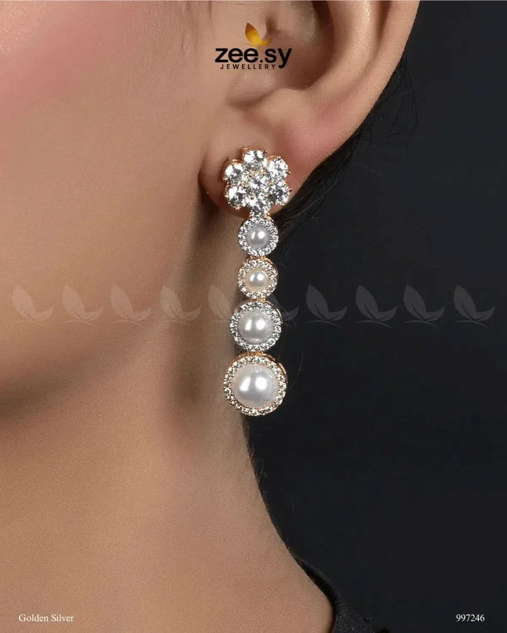 Vyom Earrings Golden Silver Earrings - Zeesy Jewellery Pakistan | Premium Artificial & Imitation Jewellery