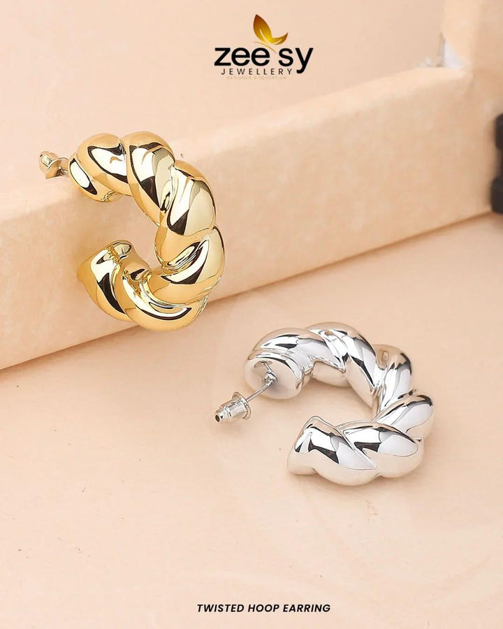 Twisted Hoop Earring Earrings - Zeesy Jewellery Pakistan | Premium Artificial & Imitation Jewellery