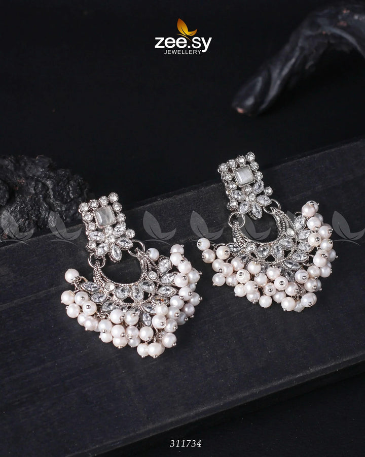 Lily Earrings Sliver White Earrings - Zeesy Jewellery Pakistan | Premium Artificial & Imitation Jewellery