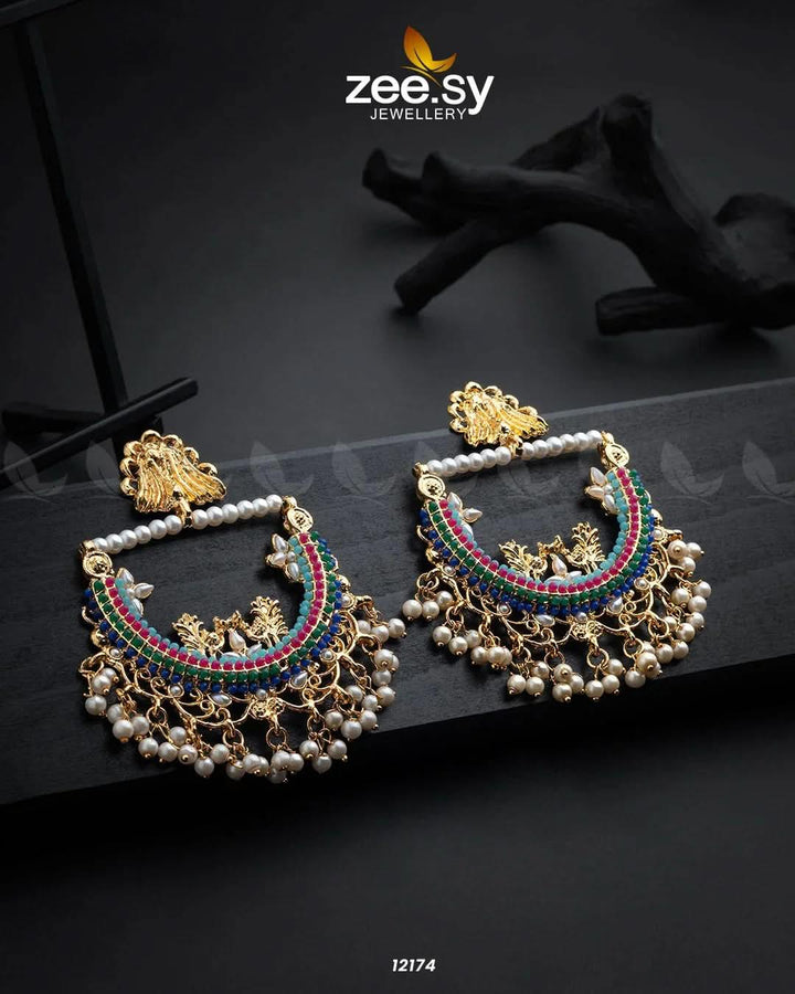 Reverie Earrings Golden Multi Earrings - Zeesy Jewellery Pakistan | Premium Artificial & Imitation Jewellery