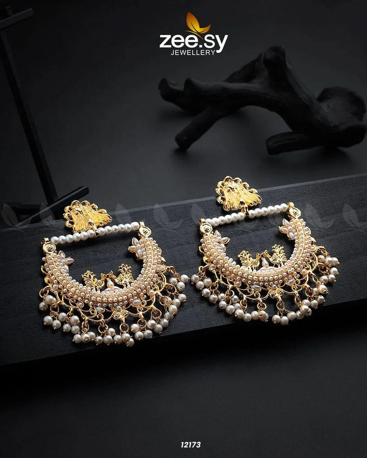 Reverie Earrings Golden White Earrings - Zeesy Jewellery Pakistan | Premium Artificial & Imitation Jewellery