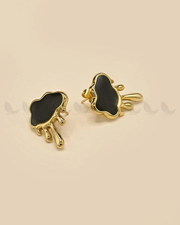 Wave Earrings Golden Black Earrings - Zeesy Jewellery Pakistan | Premium Artificial & Imitation Jewellery