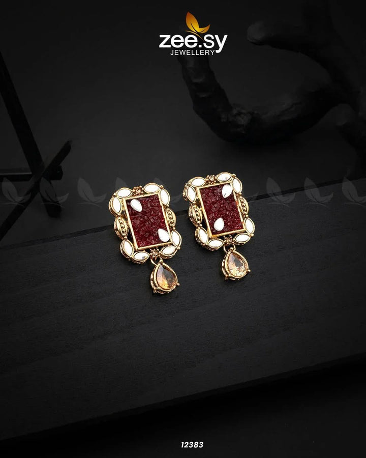 Ethereal Earrings Maroon Earrings - Zeesy Jewellery Pakistan | Premium Artificial & Imitation Jewellery
