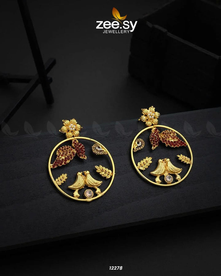 Nouveau Earrings Red Earrings - Zeesy Jewellery Pakistan | Premium Artificial & Imitation Jewellery