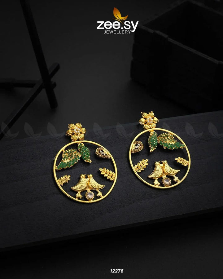 Nouveau Earrings Green Earrings - Zeesy Jewellery Pakistan | Premium Artificial & Imitation Jewellery