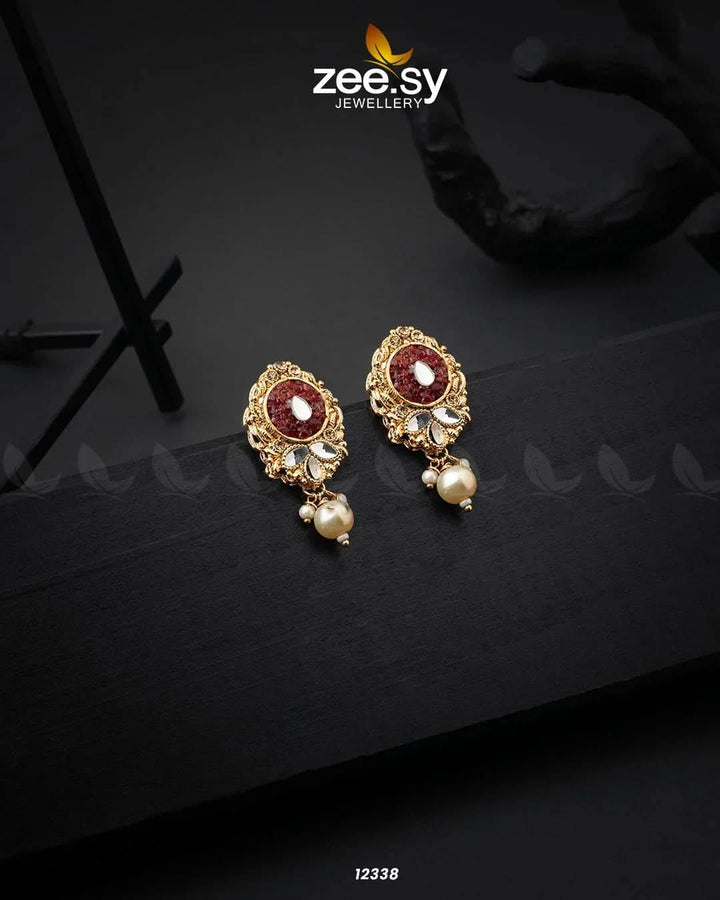 Quartz Earrings Red Earrings - Zeesy Jewellery Pakistan | Premium Artificial & Imitation Jewellery