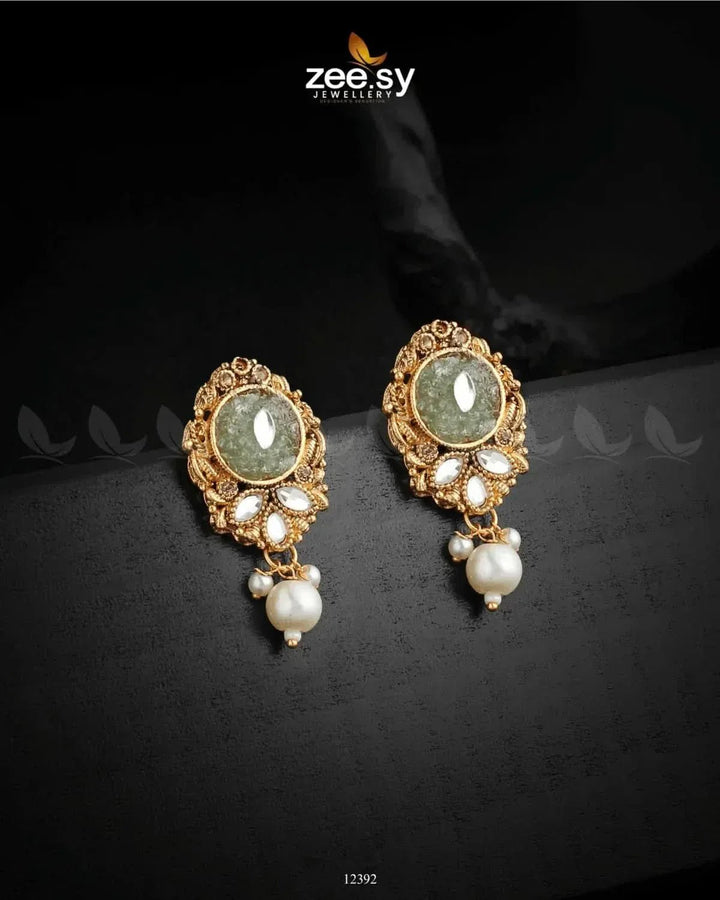 Quartz Earrings Mint Green Earrings - Zeesy Jewellery Pakistan | Premium Artificial & Imitation Jewellery