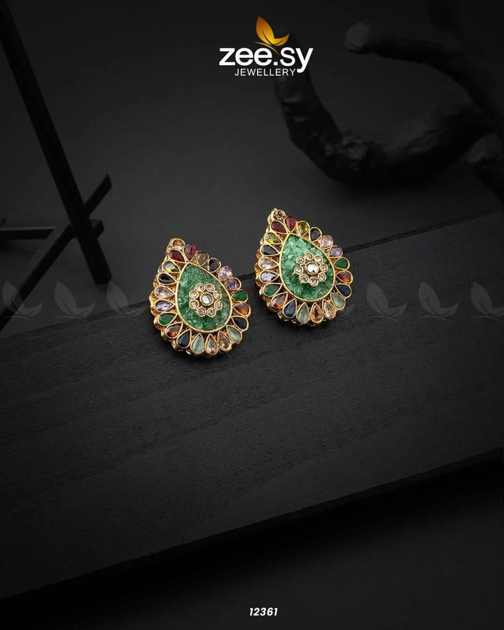 Slate Crush Earrings Green Earrings - Zeesy Jewellery Pakistan | Premium Artificial & Imitation Jewellery