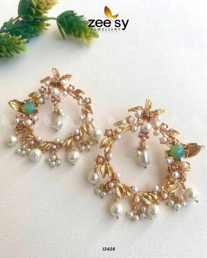 Leaf Earrings Mint Green Earrings - Zeesy Jewellery Pakistan | Premium Artificial & Imitation Jewellery