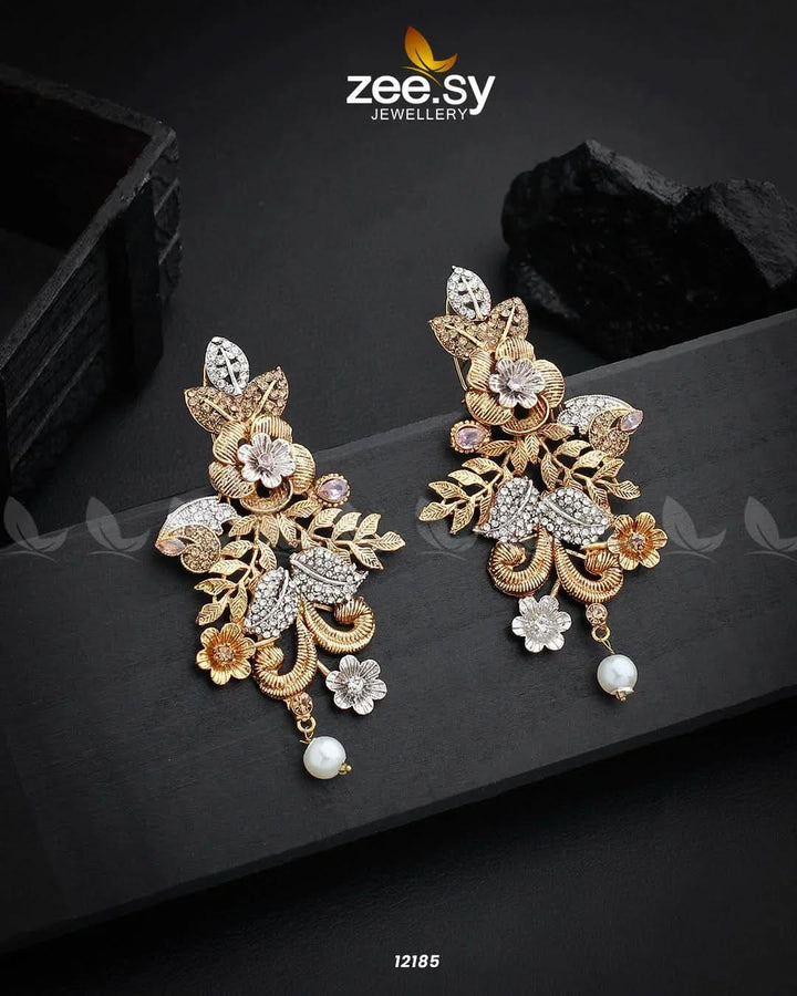 Floral Earrings Purple Earrings - Zeesy Jewellery Pakistan | Premium Artificial & Imitation Jewellery