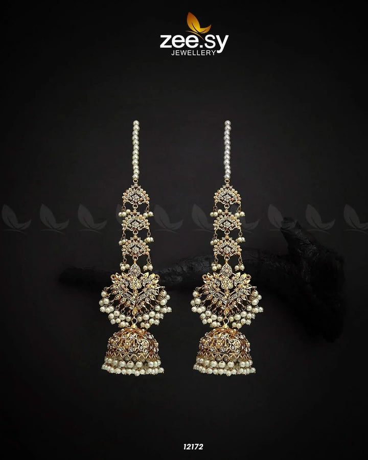 Magnolia Pearl Drop Jhumki Earrings White Earrings - Zeesy Jewellery Pakistan | Premium Artificial & Imitation Jewellery
