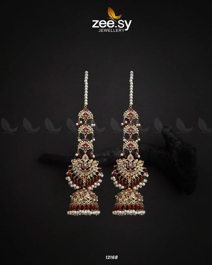 Magnolia Pearl Drop Jhumki Earrings Red & green Earrings - Zeesy Jewellery Pakistan | Premium Artificial & Imitation Jewellery