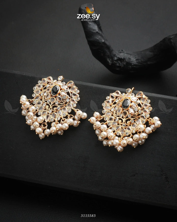 Luxuriant Earrings Golden Black Earrings - Zeesy Jewellery Pakistan | Premium Artificial & Imitation Jewellery