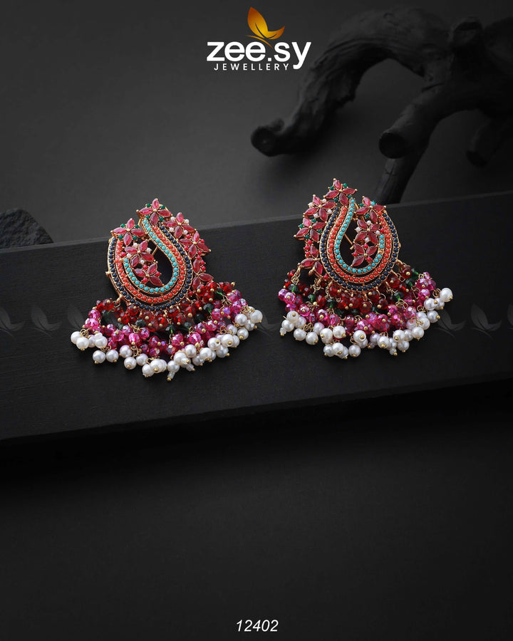 MAYURI EARINGS Red Earrings - Zeesy Jewellery Pakistan | Premium Artificial & Imitation Jewellery
