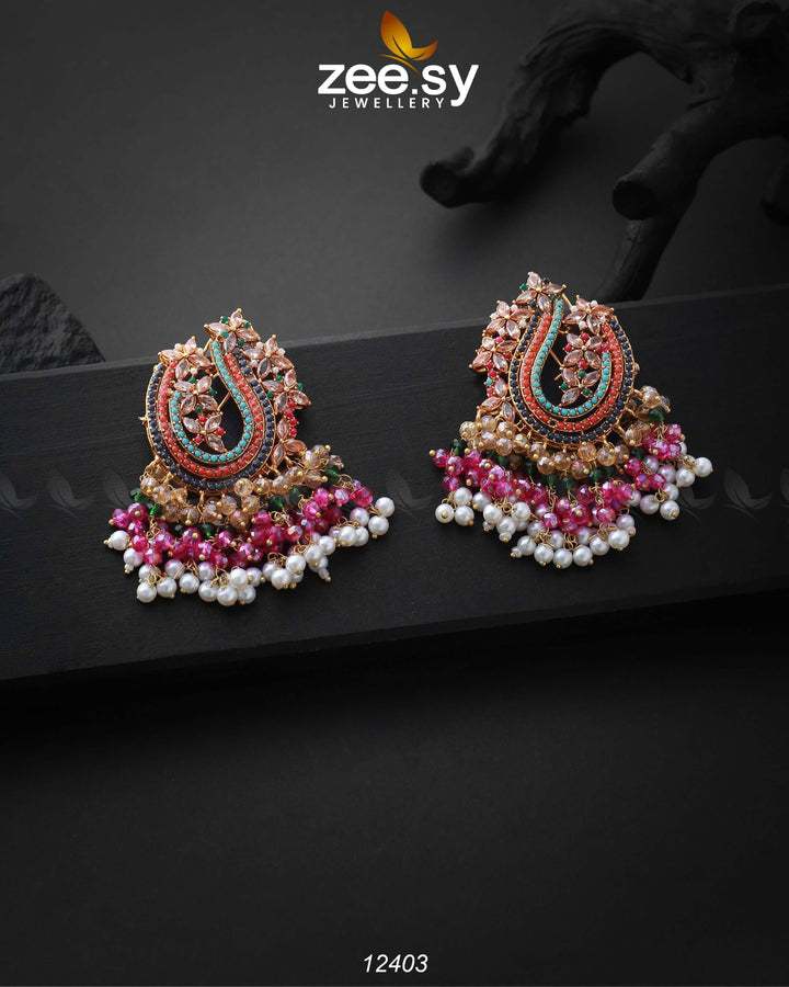 MAYURI EARINGS Champagne Earrings - Zeesy Jewellery Pakistan | Premium Artificial & Imitation Jewellery