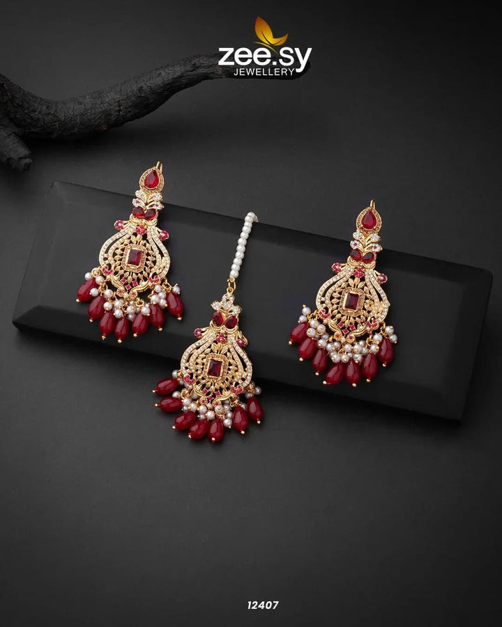 Minal's Earrings Red Earrings - Zeesy Jewellery Pakistan | Premium Artificial & Imitation Jewellery