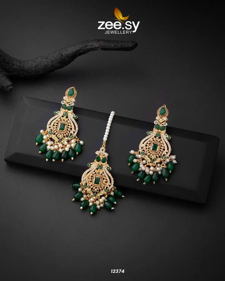 Minal's Earrings Green Earrings - Zeesy Jewellery Pakistan | Premium Artificial & Imitation Jewellery