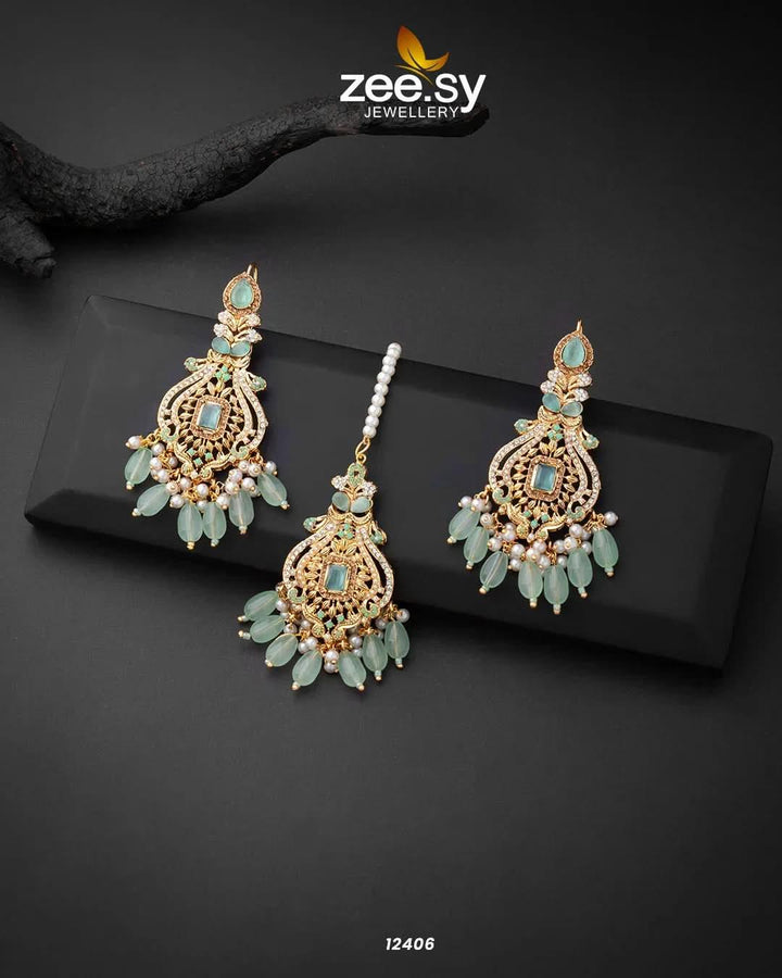Minal's Earrings Mint Green Earrings - Zeesy Jewellery Pakistan | Premium Artificial & Imitation Jewellery