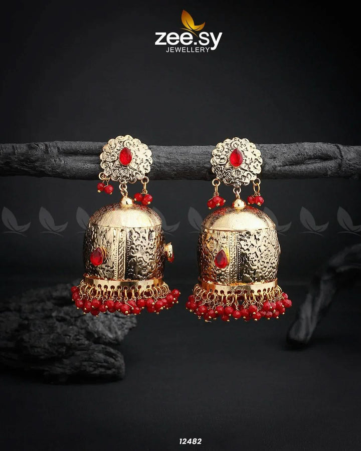 Shaymin Earrings Red Earrings - Zeesy Jewellery Pakistan | Premium Artificial & Imitation Jewellery