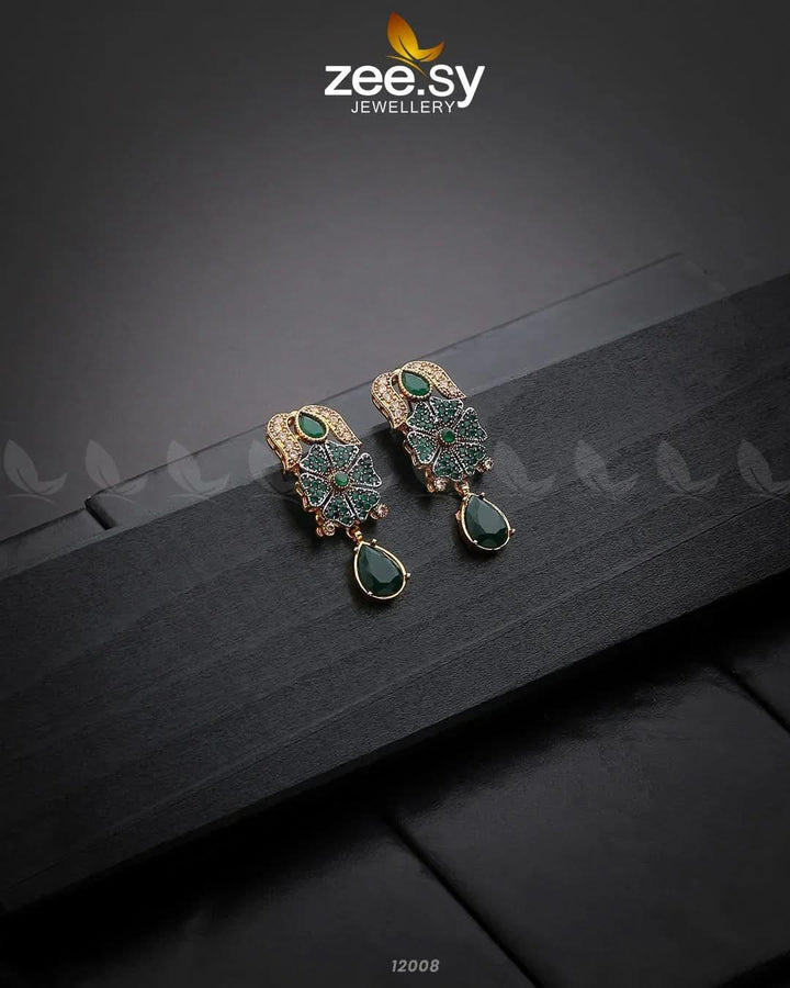 Sunflower Earrings Green Earrings - Zeesy Jewellery Pakistan | Premium Artificial & Imitation Jewellery