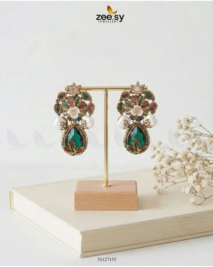 Roszir Pearl Drop Earrings Earrings - Zeesy Jewellery Pakistan | Premium Artificial & Imitation Jewellery