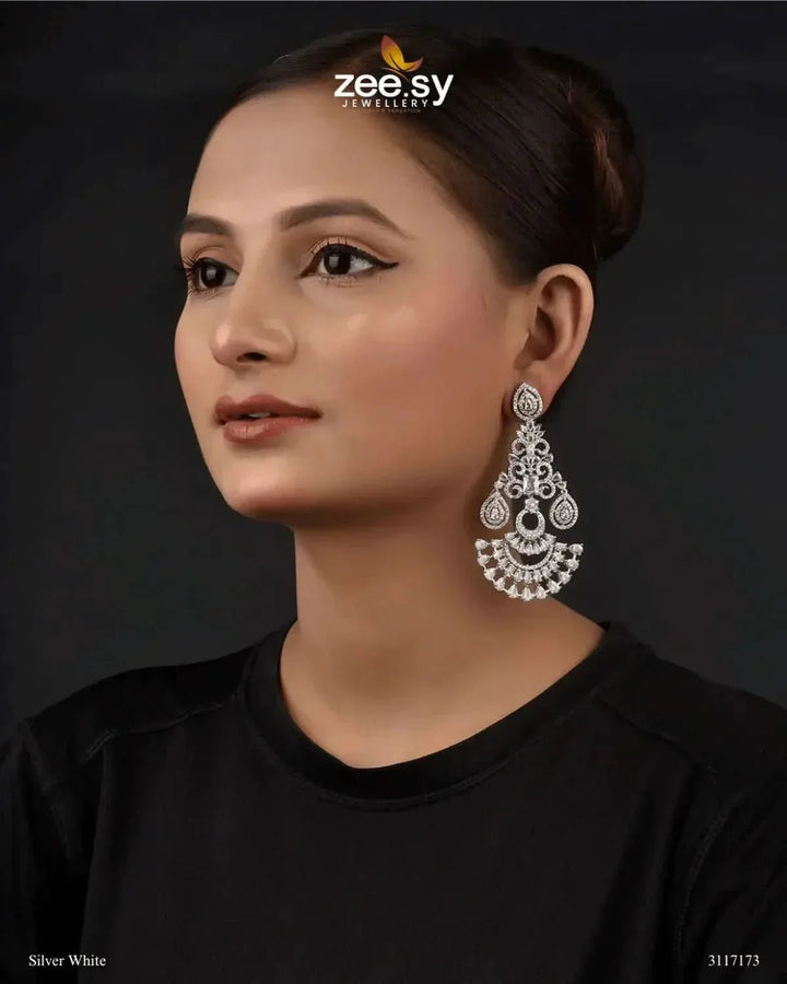 Lunaria Earrings Silver White Earrings - Zeesy Jewellery Pakistan | Premium Artificial & Imitation Jewellery