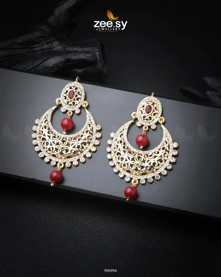 Pearl Chandeliers Earrings Red Earrings - Zeesy Jewellery Pakistan | Premium Artificial & Imitation Jewellery