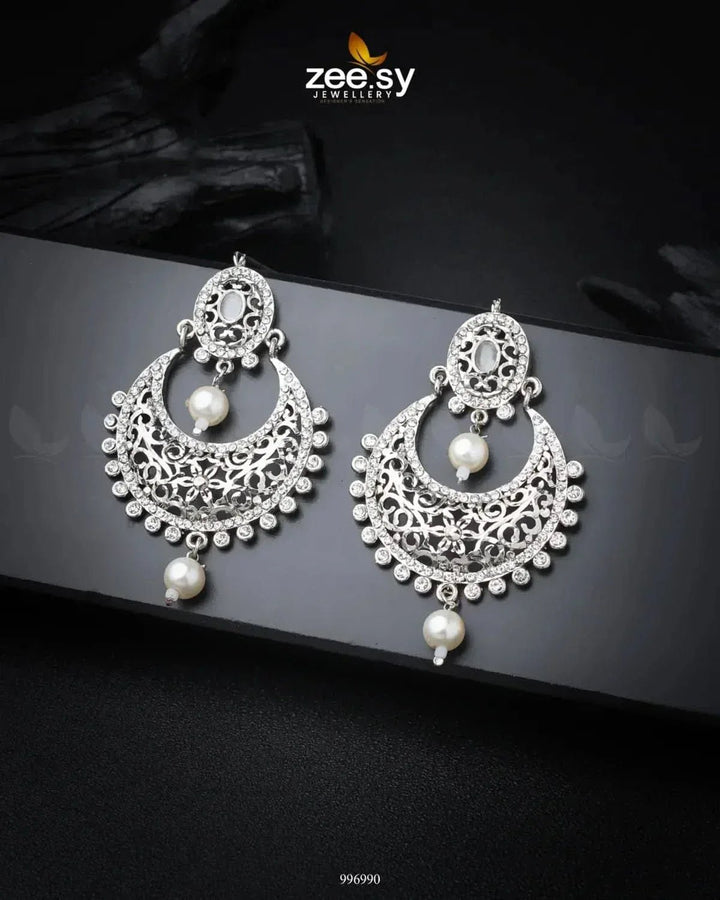 Pearl Chandeliers Earrings Silver White Earrings - Zeesy Jewellery Pakistan | Premium Artificial & Imitation Jewellery