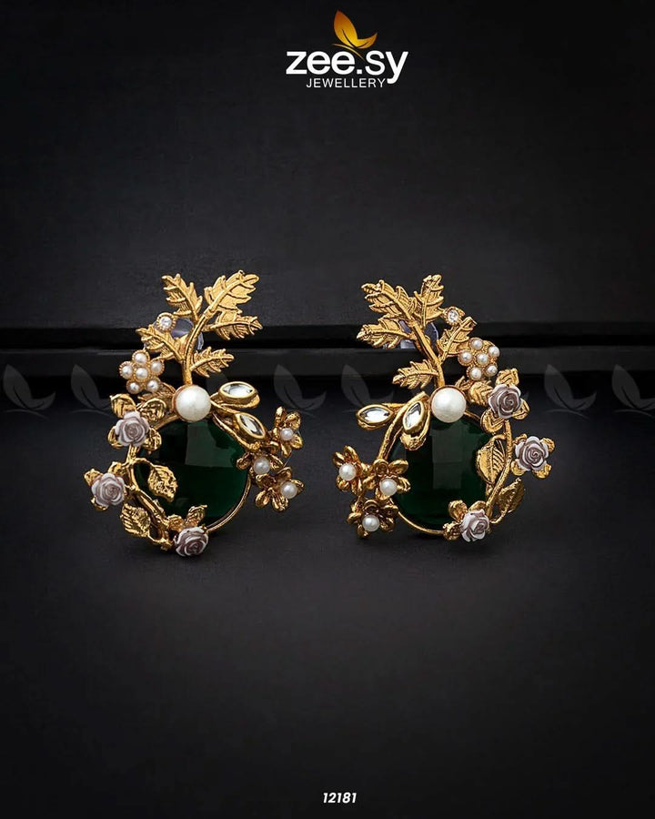 Bract Earrings Green Earrings - Zeesy Jewellery Pakistan | Premium Artificial & Imitation Jewellery
