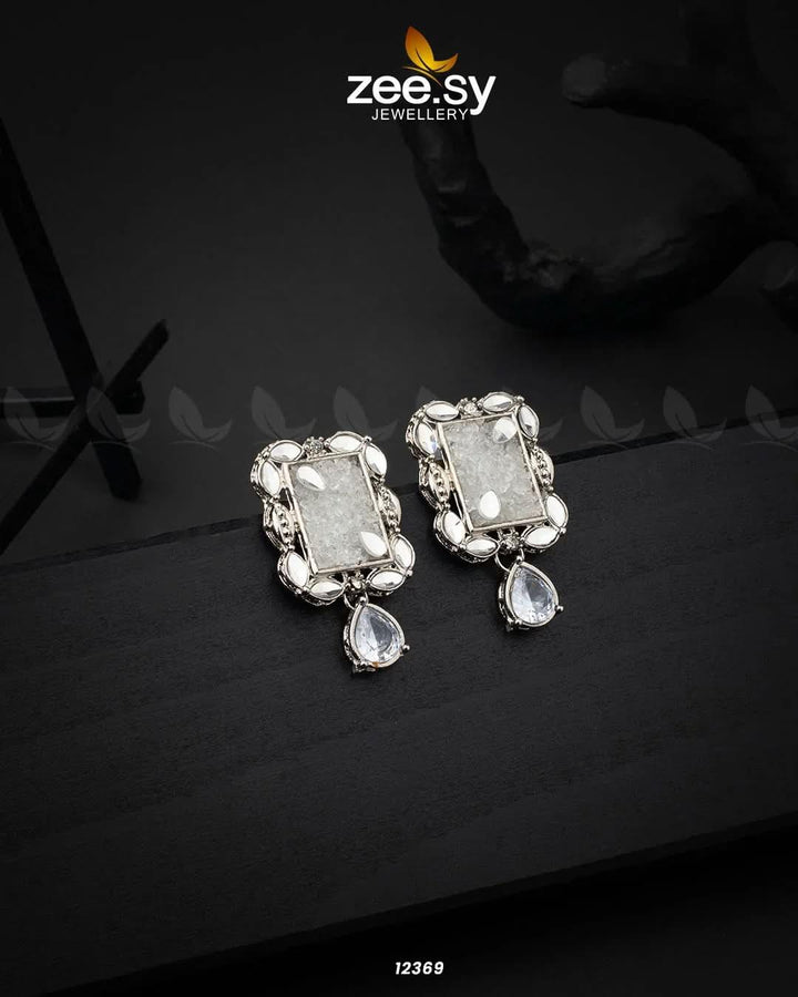 Agate Drop Studs Earrings White Earrings - Zeesy Jewellery Pakistan | Premium Artificial & Imitation Jewellery