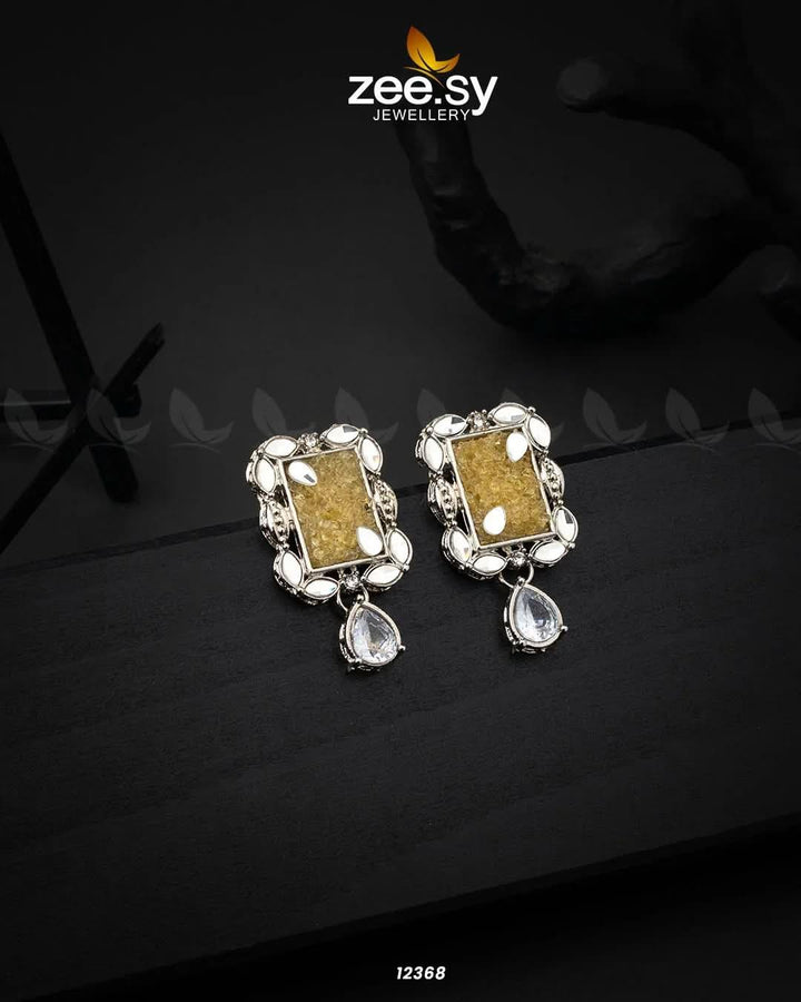 Agate Drop Studs Earrings Yellow Earrings - Zeesy Jewellery Pakistan | Premium Artificial & Imitation Jewellery