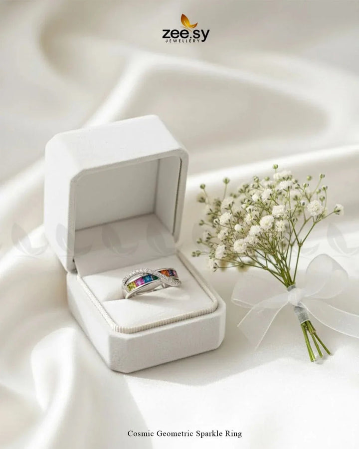 Cosmic Geometric Sparkle Ring Finger Ring - Zeesy Jewellery Pakistan | Premium Artificial & Imitation Jewellery