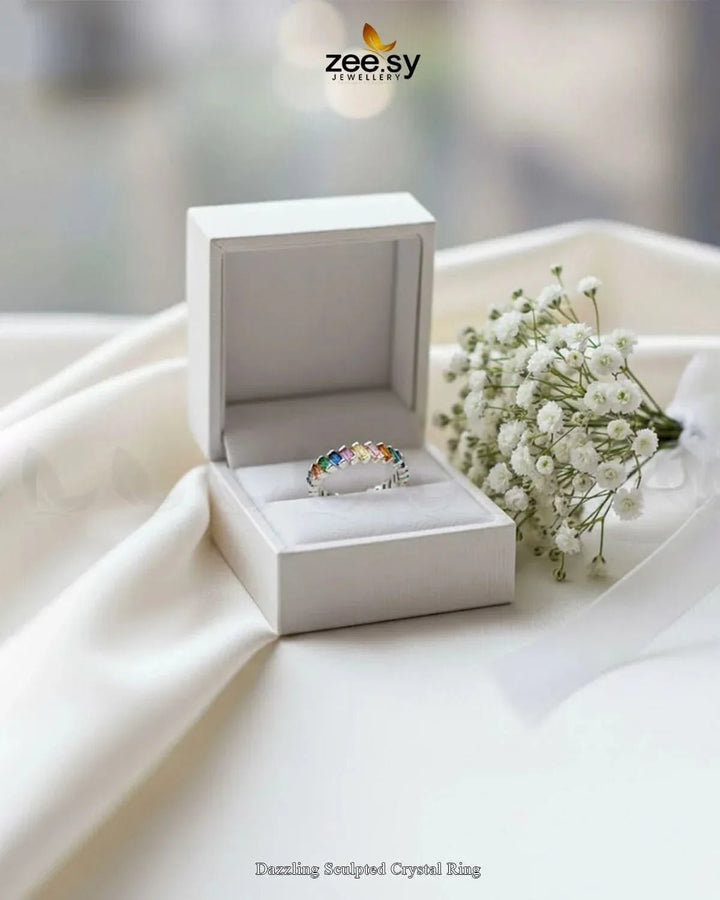 Dazzling Sculpted Crystal Ring Finger Ring - Zeesy Jewellery Pakistan | Premium Artificial & Imitation Jewellery