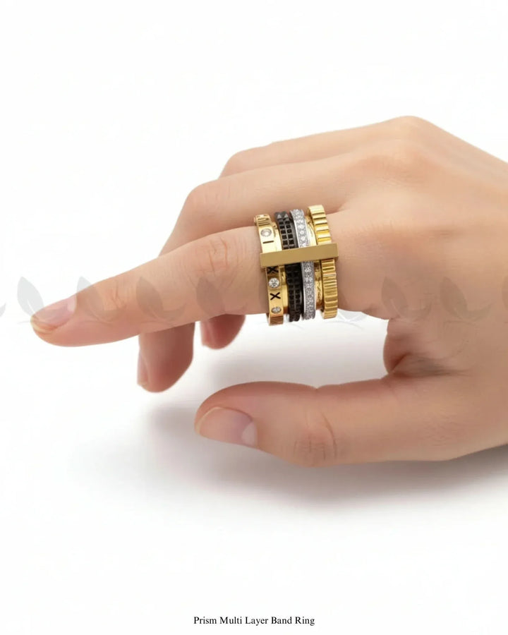 Prism Multi Layer Band Ring Finger Ring - Zeesy Jewellery Pakistan | Premium Artificial & Imitation Jewellery