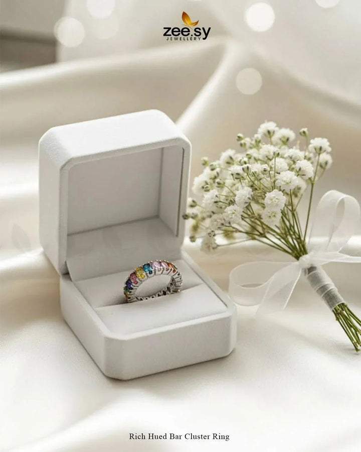 Rich Hued Bar Cluster Ring Finger Ring - Zeesy Jewellery Pakistan | Premium Artificial & Imitation Jewellery