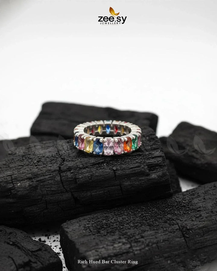 Rich Hued Bar Cluster Ring Finger Ring - Zeesy Jewellery Pakistan | Premium Artificial & Imitation Jewellery