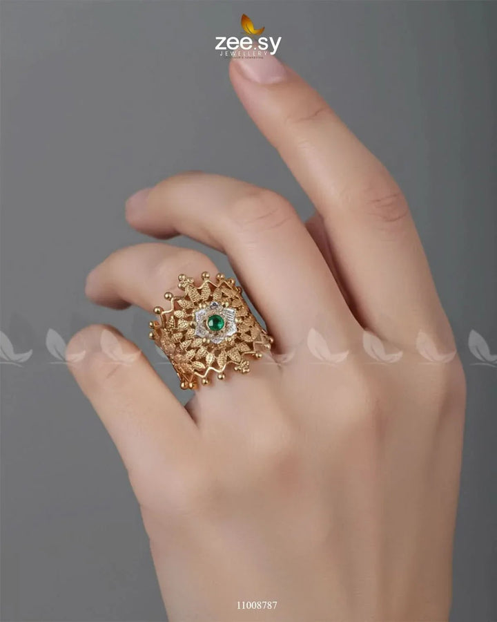 Crown Floral Gemstone Ring Finger Ring - Zeesy Jewellery Pakistan | Premium Artificial & Imitation Jewellery