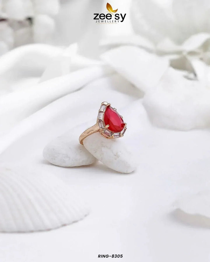 Ring-8305 Red Finger Ring - Zeesy Jewellery Pakistan | Premium Artificial & Imitation Jewellery
