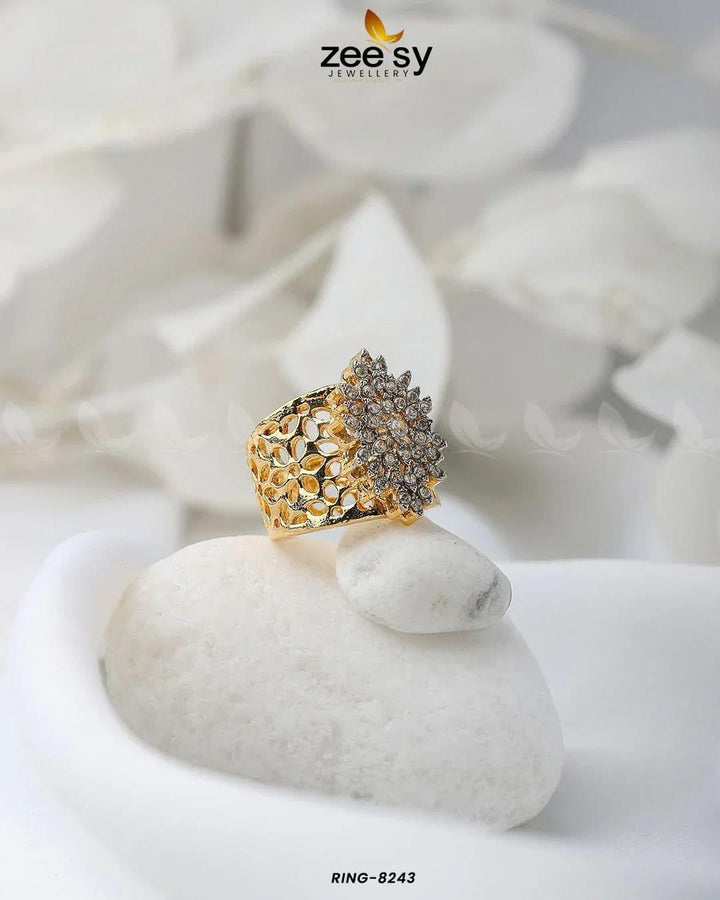 Forever Zircons Floral Ring Finger Ring - Zeesy Jewellery Pakistan | Premium Artificial & Imitation Jewellery