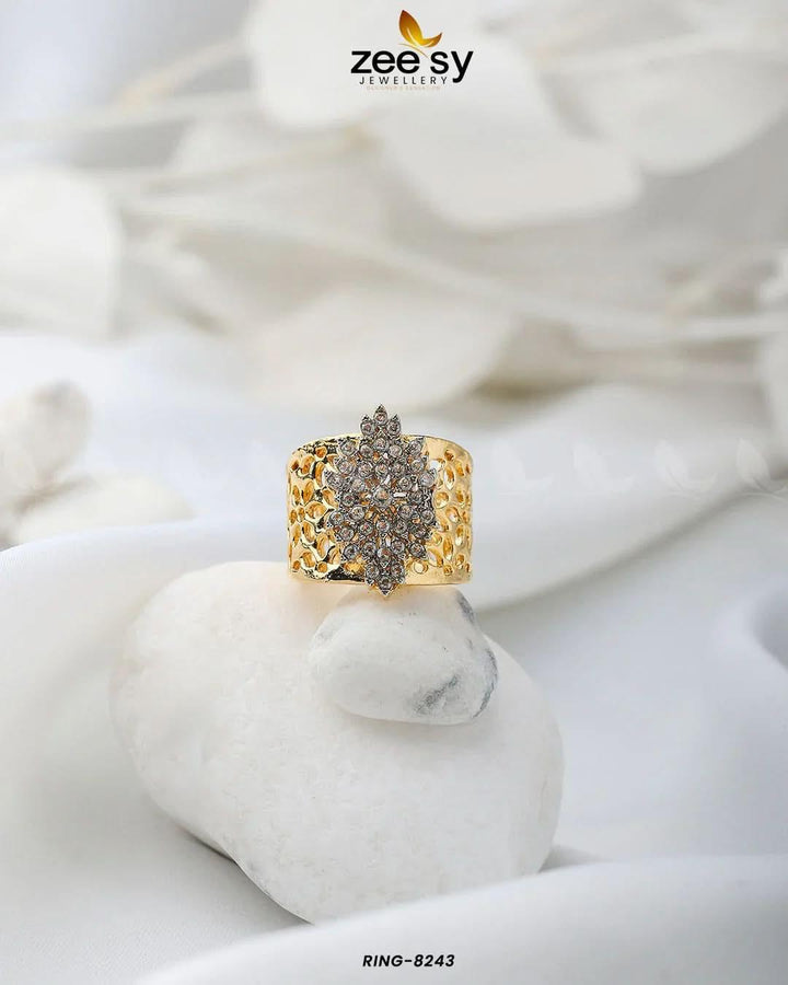 Forever Zircons Floral Ring Finger Ring - Zeesy Jewellery Pakistan | Premium Artificial & Imitation Jewellery