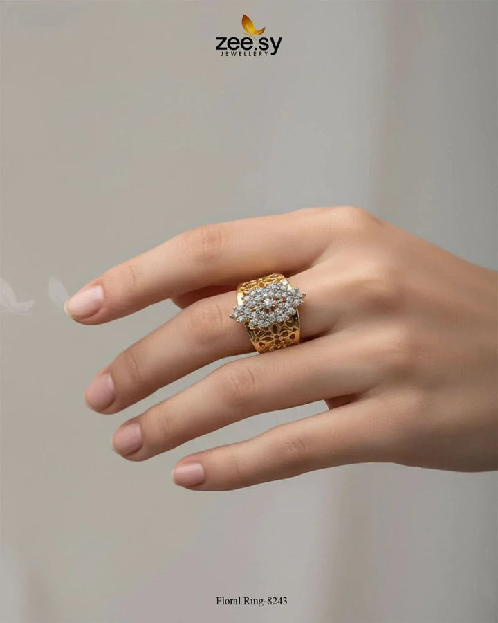 Forever Zircons Floral Ring Finger Ring - Zeesy Jewellery Pakistan | Premium Artificial & Imitation Jewellery