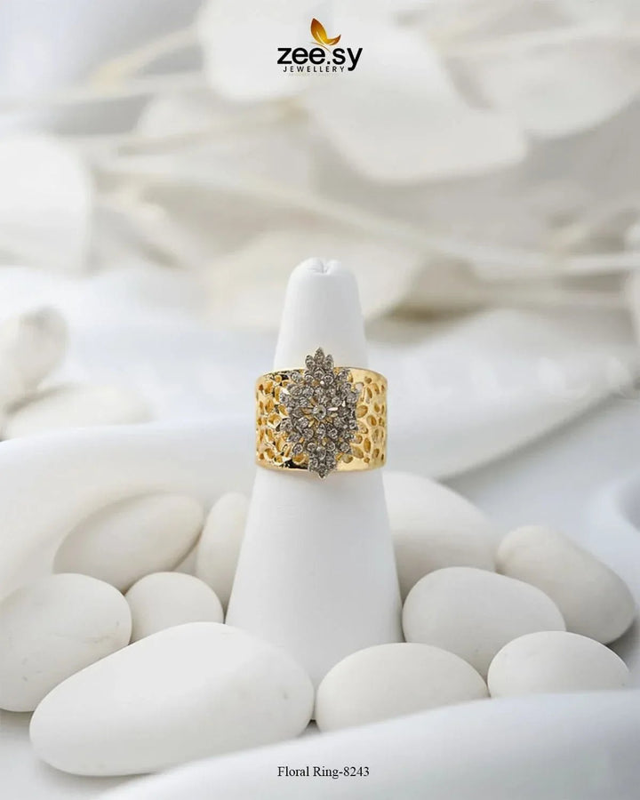 Forever Zircons Floral Ring Finger Ring - Zeesy Jewellery Pakistan | Premium Artificial & Imitation Jewellery