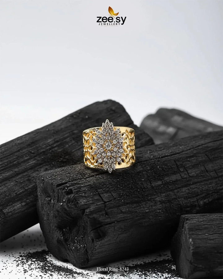 Forever Zircons Floral Ring Finger Ring - Zeesy Jewellery Pakistan | Premium Artificial & Imitation Jewellery