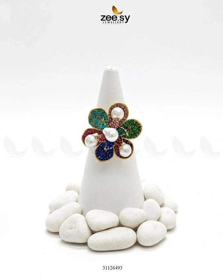 Garnet Lane Flower Ring Finger Ring - Zeesy Jewellery Pakistan | Premium Artificial & Imitation Jewellery